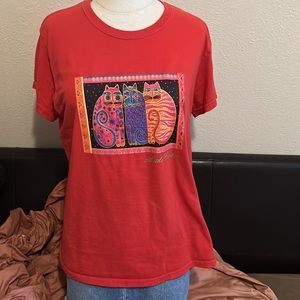 Vintage Laurel Burch Womens Feline Friends T-Shirt Cats Large